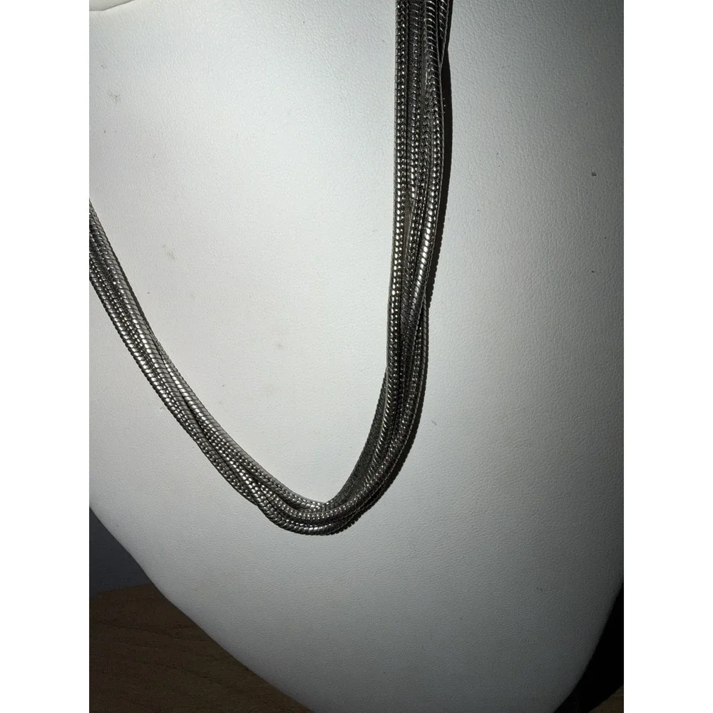Vintage Multi-Strand Silver-Tone Necklace Snake Chains Magnetic Clasp